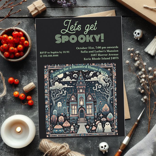 Lass wird Spooky Spuk House Ghost & Ghoul Party Einladung (Spooky Haunted House Ghost & Ghoul Party Invitation)