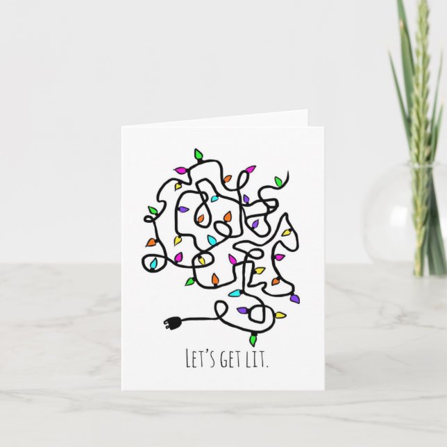 Lass wird Weihnachtskarte beleuchtet. Feiertagskarte (Vorderseite)