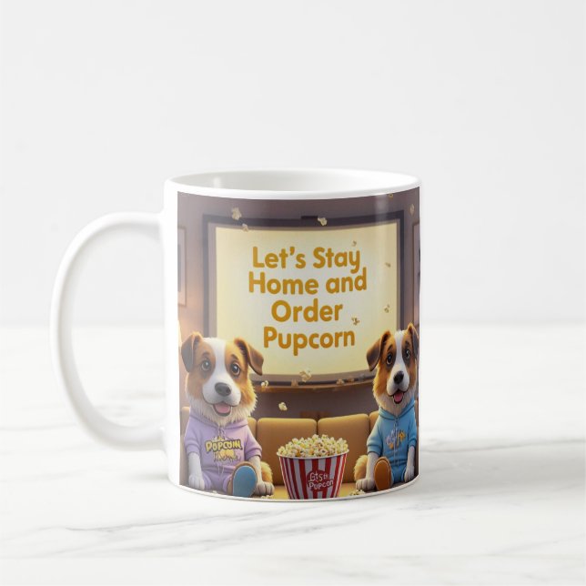 Lass-Zuhause und bestellen Pupcorn-Kartoonhunde Bl Kaffeetasse (Links)