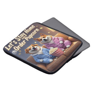 Lass-Zuhause und bestellen Pupcorn-Kartoonhunde Bl Laptopschutzhülle