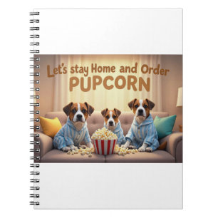 Lass-Zuhause und bestellen Pupcorn-Kartoonhunde Bl Notizblock