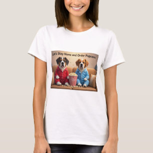 Lass-Zuhause und bestellen Pupcorn-Kartoonhunde Bl T-Shirt