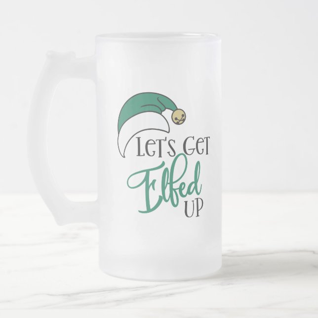 Lasse auf | Weihnachts Alkohol trinken Pun Mattglas Bierglas (Links)
