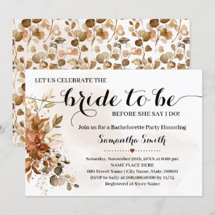 Lasse Bride zu Dusche Hochzeit im Herbst feiern Einladung