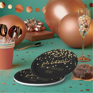 Lasse Celebrate Black Gold Confetti Party Pappteller