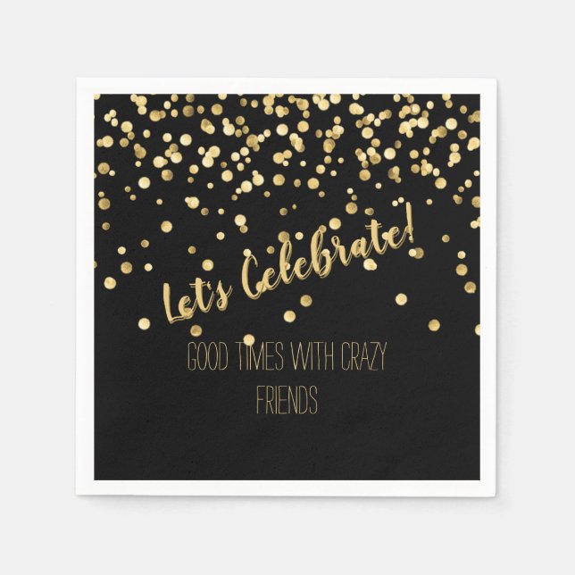Lasse Celebrate Black Gold Confetti Serviette (Vorderseite)