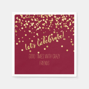 Lasse Celebrate Burgundy Gold Confetti Serviette