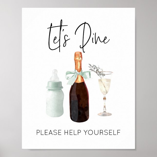 Lasse Dine Sign für Baby Shower Green Sip & See Poster (Vorne)