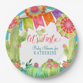 Lasse Fiesta Cactus Blue Baby Shower Boy Margarita Pappteller