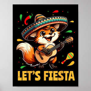Lasse Fiesta Fox Sombrero Cinco De Mayo Mexikanisc Poster