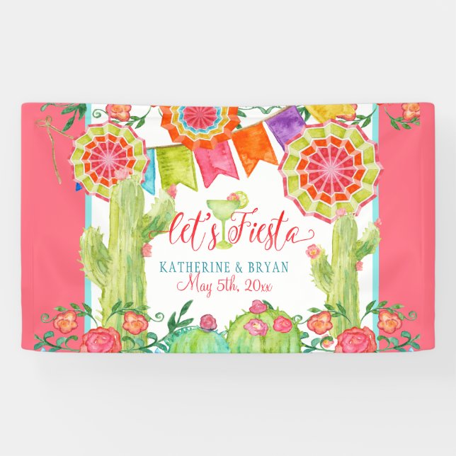 Lasse Fiesta Margarita Cactus Blume Brautparty Banner (Horizontal)