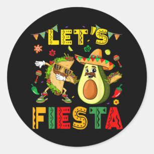 Lasse Fiesta Taco Avocado Funny Cinco De Mayo Mexi Runder Aufkleber
