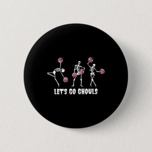Lasse Go Ghouls Skeleton Cheerleader Halloween Che Button