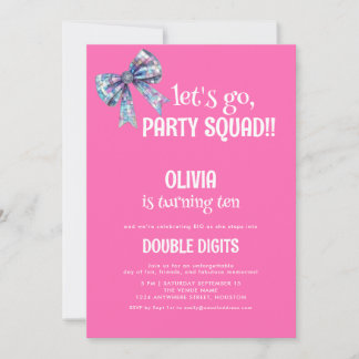 Lasse Go Party Squad Doppelziffern Pink 10. Party Einladung