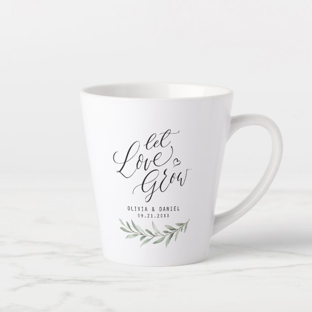 lasse Liebe wachsen" Kalligrafie rustikale Vegetat Milchtasse (Rechts)