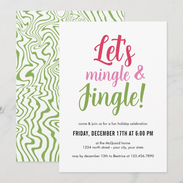 Lasse Mingle und Jingle Weihnachts-Party Einladung (Vorne/Hinten)