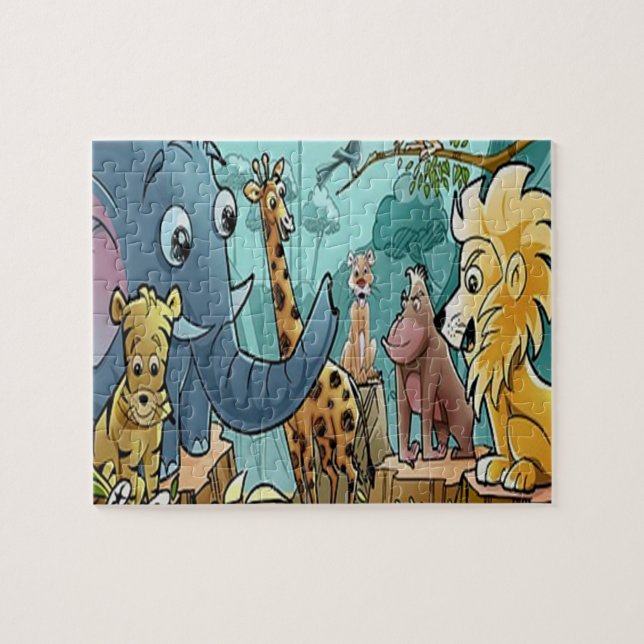Lasse mit Geschenkboxen ins Zoo-Puzzle gehen (Horizontal)
