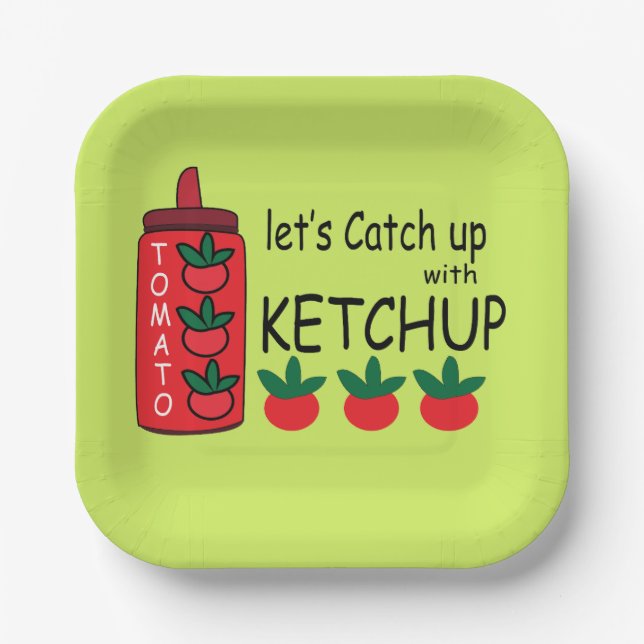 Lasse mit Ketchup-Party aufholen Pappteller (Vorderseite)