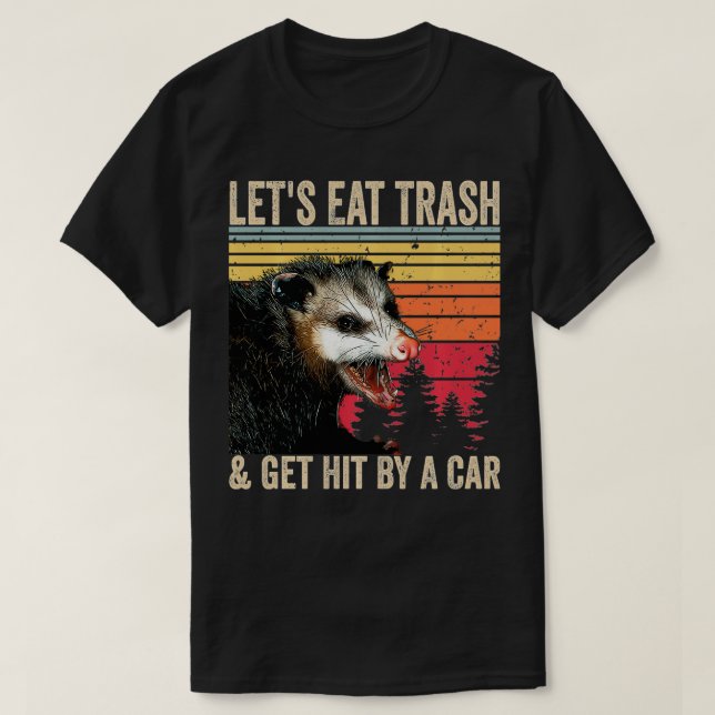 Lasse Mülleimer essen und bekommt durch ein Gesche T-Shirt (Design vorne)