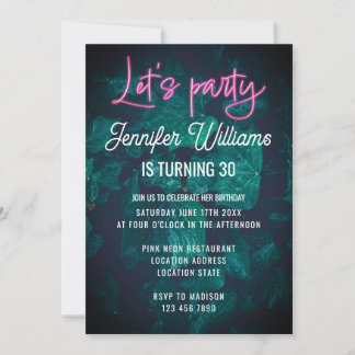 Lasse Party heiß rosa Neon Drehbuch Geburtstag Einladung