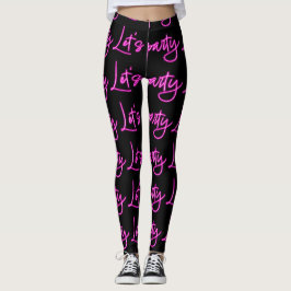 Lasse Party Hot-Pink-Neon-Skript schwarzes Muster Leggings