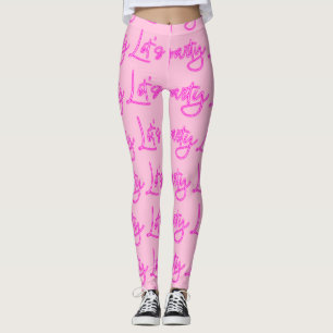 Lasse Party Hot-Pink-Neon-Skriptmuster Leggings