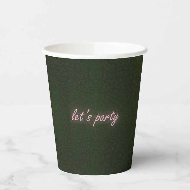 Lasse Party Neon Pink Kunsgras Pappbecher (Links)