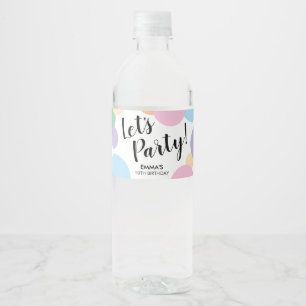 Lasse Party Rainbow Confetti Wasser Flasche Etiket