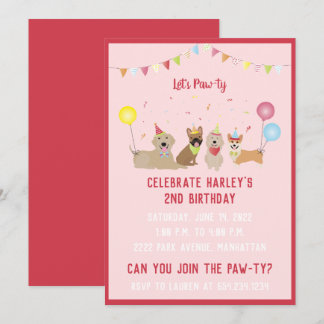 Lasse Pawty Birthday Party Hunde Einladung