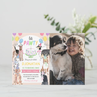 Lasse Pawty Dog Einladungskarte zum ersten Geburts