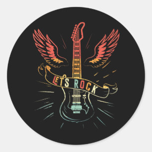 Lasse Rock Rock'n'Roll Guitar Retro Liebhaber Runder Aufkleber