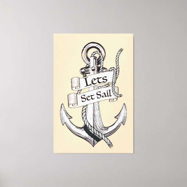 lasse Set segeln Vintag nautisches Poster Leinwanddruck (Vorderseite)