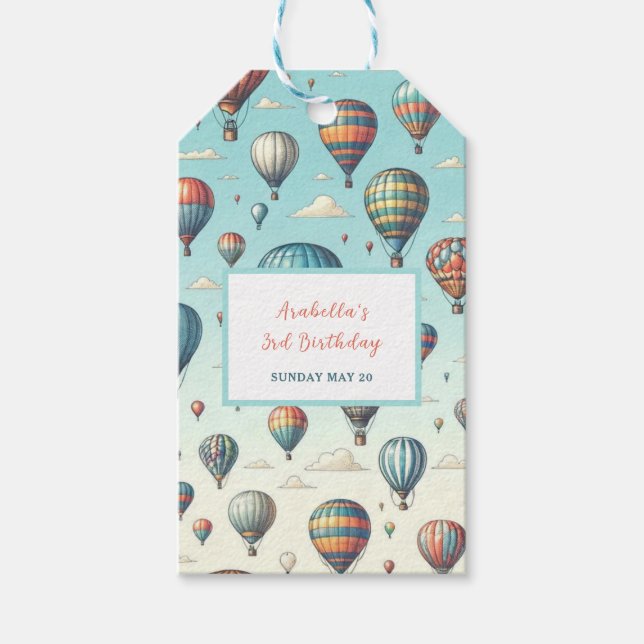 Lasse sie fliegen! Whimsical Hot Air Ballons Geschenkanhänger (Vorderseite)