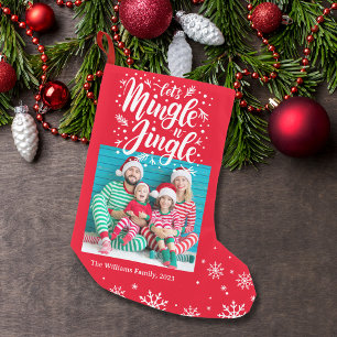 lasse Single und Jingle, Schneeflocken Familie Fot Kleiner Weihnachtsstrumpf