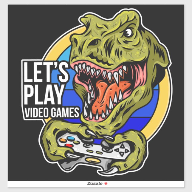 Lasse Videospiele spielen Dinosaurier Sticker (Blatt)