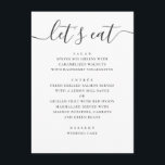 Lasse zu essen. Moderne Hochzeitsschrift in Schwar Menükarte<br><div class="desc">"Lasse essen" Schwarz-Weiß-Skript Hochzeitsmenü. Geeignet zum Geburtstag,  Jubiläum und jedes andere Party. Bitte kontaktieren Sie mich,  wenn Sie weitere Informationen benötigen.</div>