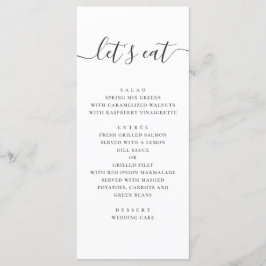 Lasse zu essen. Schwarzweiß-Hochzeit Menükarte