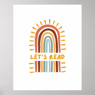 Lassen Lesen Boho Rainbow Klassenzimmer Homeschool Poster