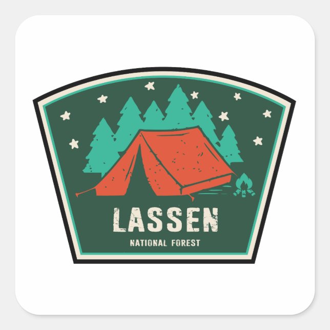 Lassen National Forest Camping Quadratischer Aufkleber (Vorderseite)