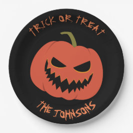 Lassen Sie den Namen des Pumpkin-Halloween-Party a Pappteller