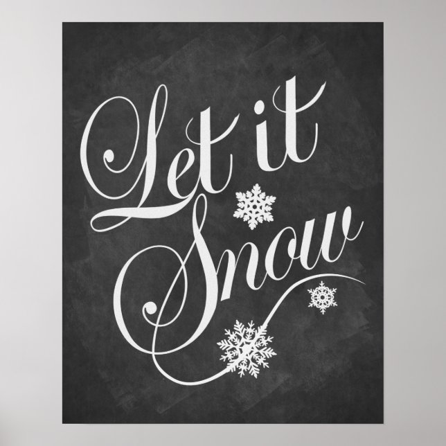 Lassen Sie den Schnee Weihnachts-Vintagen Chalkboa Poster (Vorne)