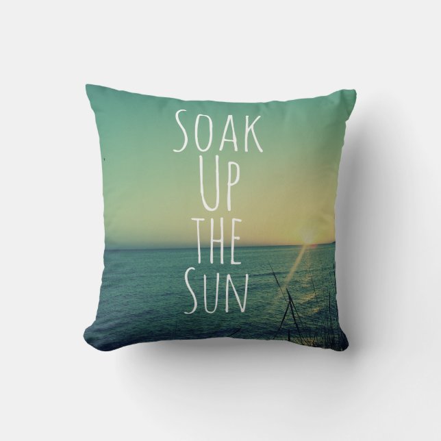 Lassen Sie den Strand von Sun Quote aufgehen Kissen (Vorderseite)