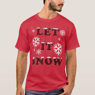 Lassen Sie es Buffalo Kariert Red Snowflake Merry T-Shirt