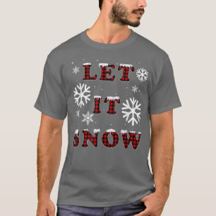 Lassen Sie es Buffalo Kariert Red Snowflake Merry T-Shirt