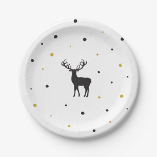 Lassen Sie es Cartoon-Reindee-Image schnee. Pappteller
