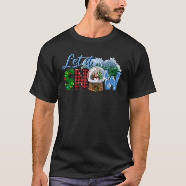 Lassen Sie es mit Baumschnee-Globe-Weihnachtsfeier T-Shirt (Vorderseite)