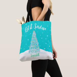 Lassen Sie es Schnee Aquamarin Aqua Weihnachtsbaum Tasche