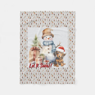 Lassen Sie es Schnee Dackel & Snowman Fleecedecke