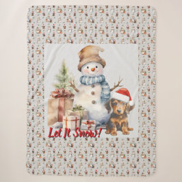 Lassen Sie es Schnee Dackel & Snowman Sherpadecke