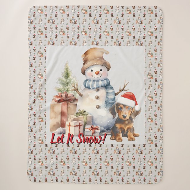 Lassen Sie es Schnee Dackel & Snowman Sherpadecke (Vorderseite)